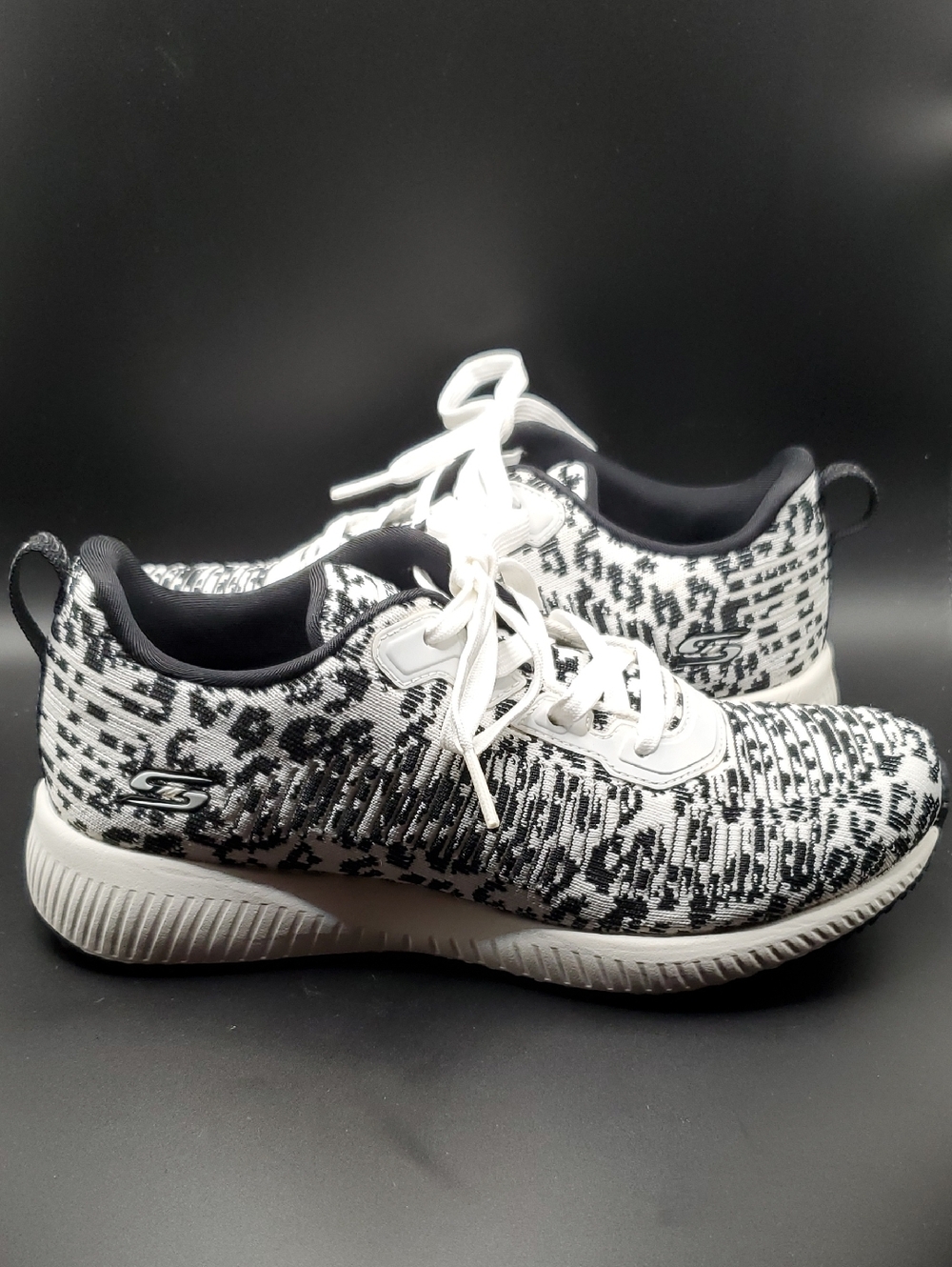 Skechers Women's Black & White Patterned Knit Sneakers